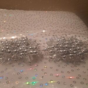 Crystal Cluster Clip-On Shoe- Silver Tone